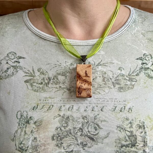 Aurora Wooden Pendant Two Eagles