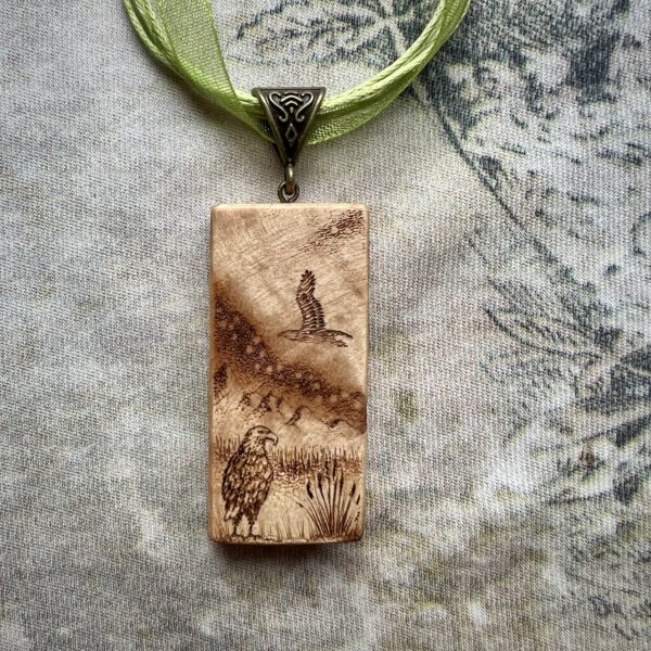 Aurora Wooden Pendant Two Eagles