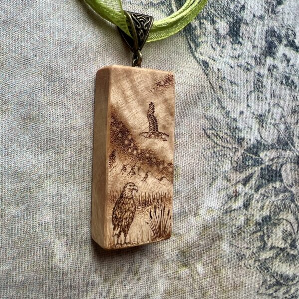 Aurora Wooden Pendant Two Eagles