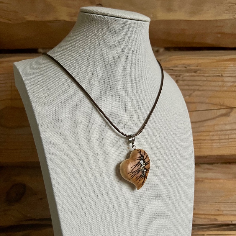 Juniper wooden small steampunk heart with metal cogs and gears